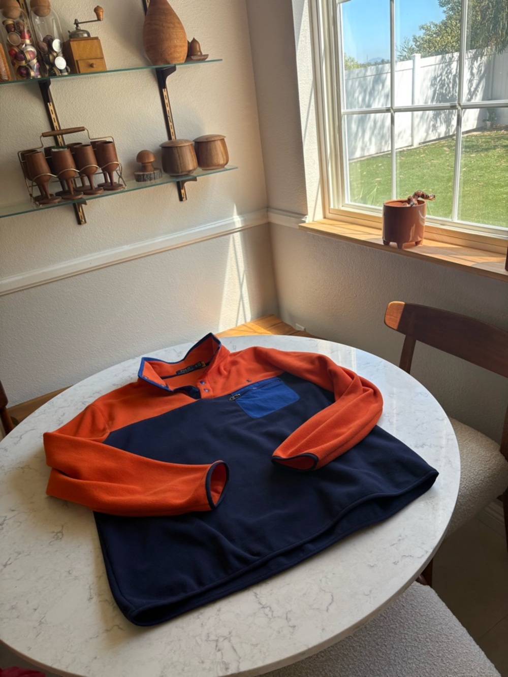 Polo Ralph Lauren Two-Tone Fleece Pullover in Orange and Navy